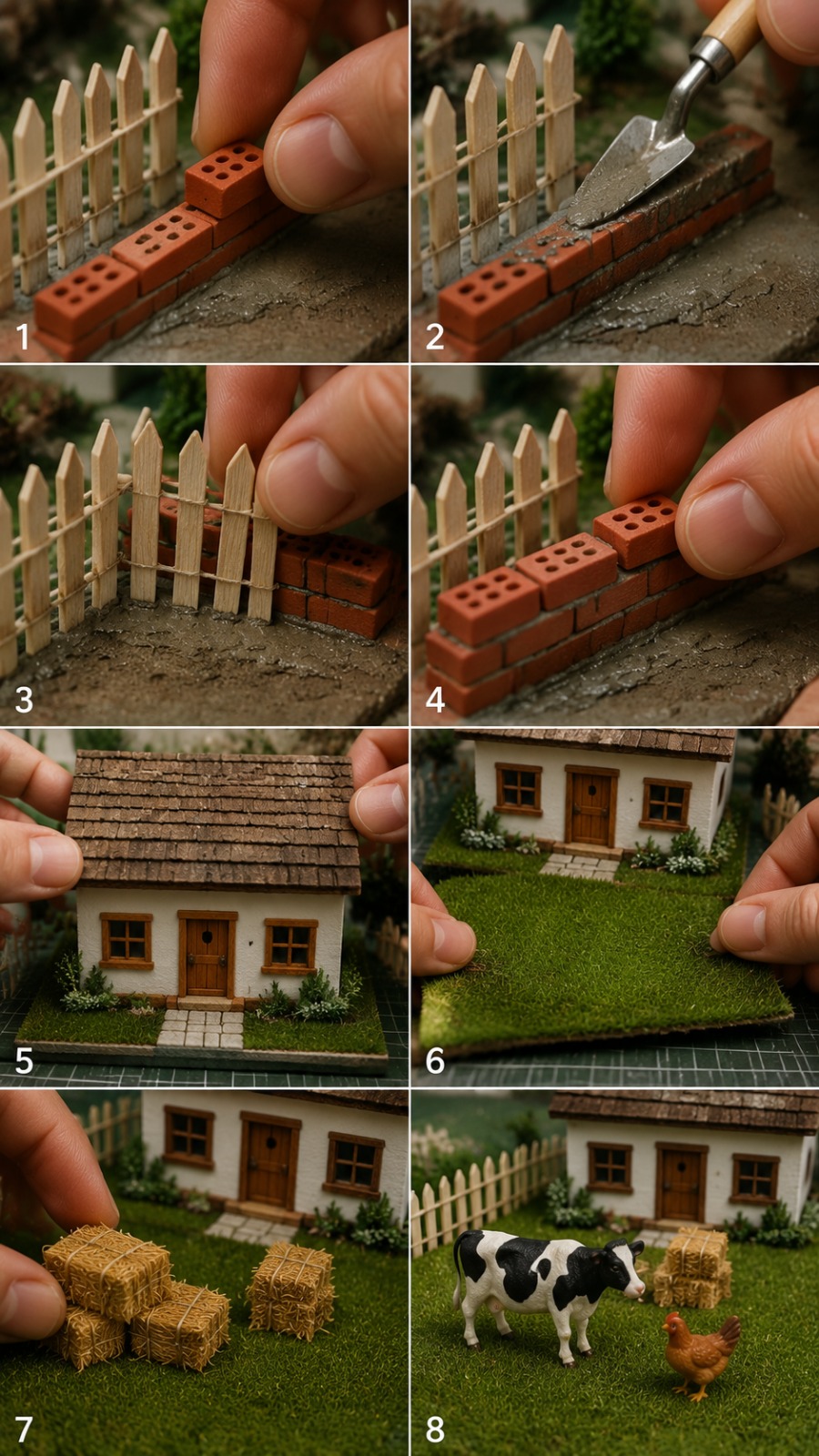 Mini Farmhouse Build AI video prompt