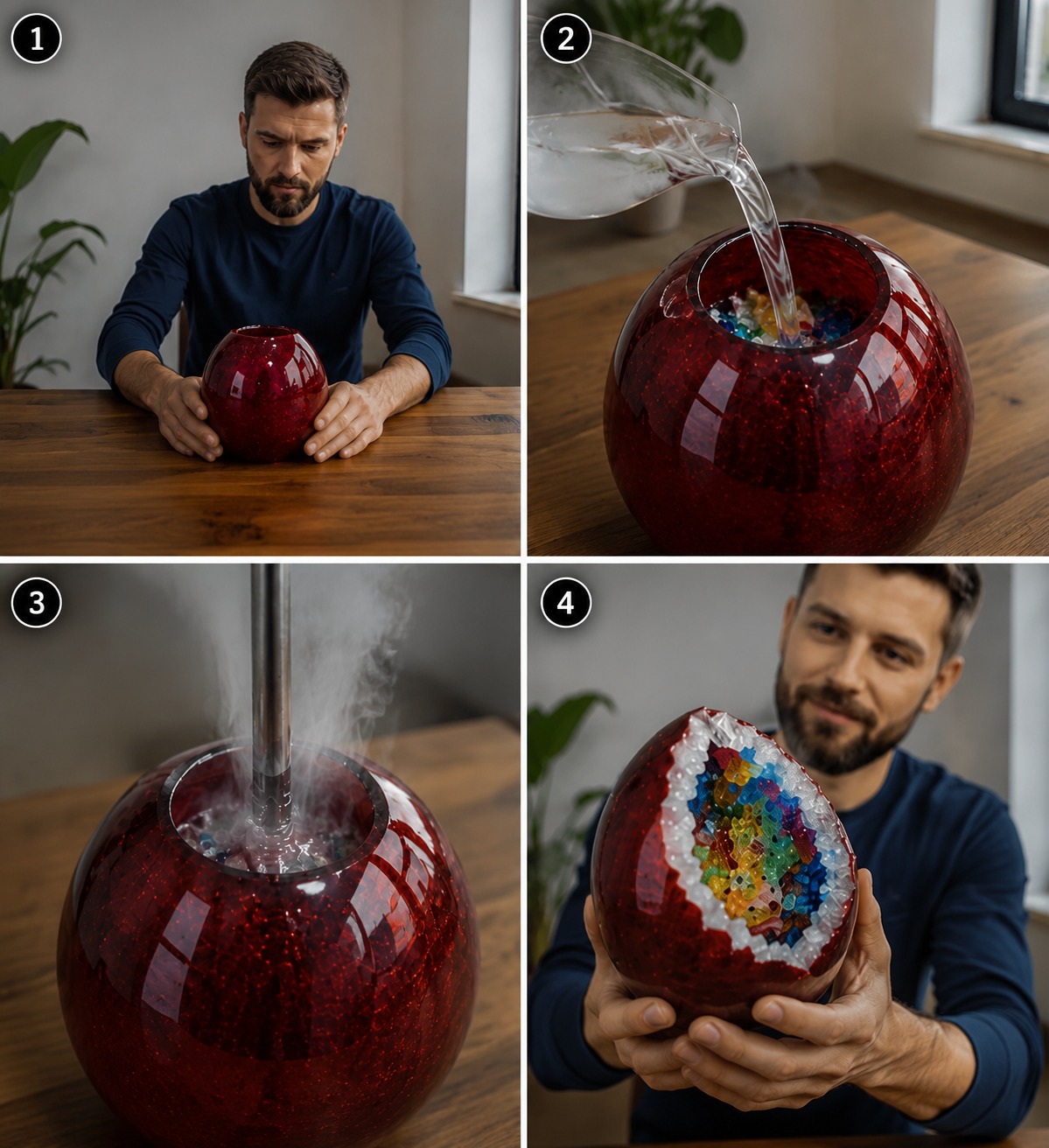 AI Video Prompt: Crystal Lava Bong Transformation Reveal with Colorful…