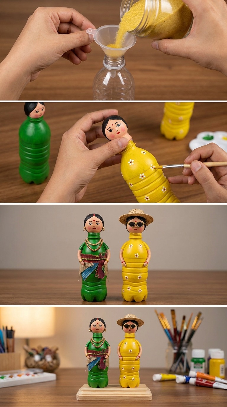 Bottle To Traditional Dolls AI video prompt