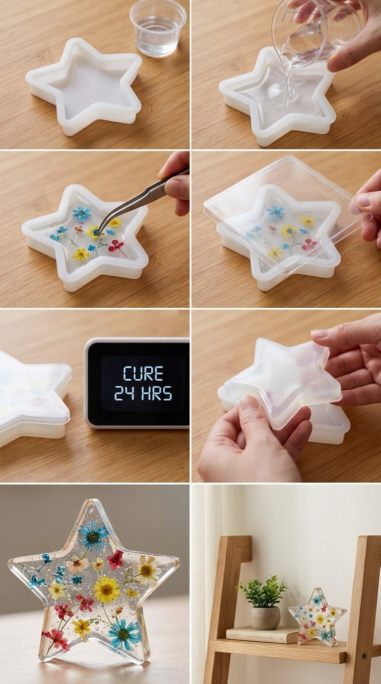 Star Resin Flower Craft AI video prompt