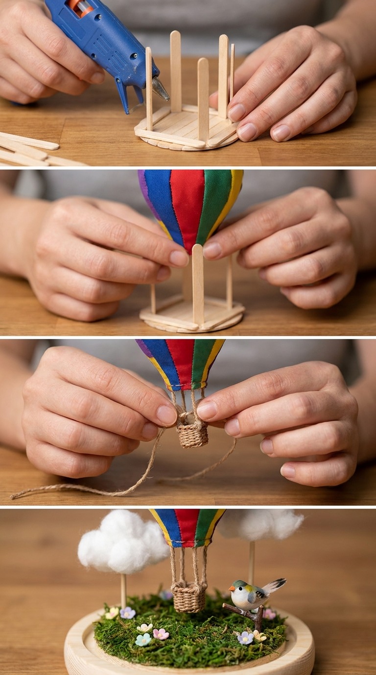 Miniature Hot Air Balloon Build AI video prompt