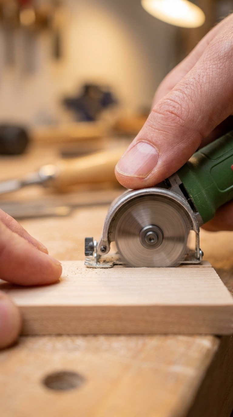Mini Circular Saw Cut AI video prompt