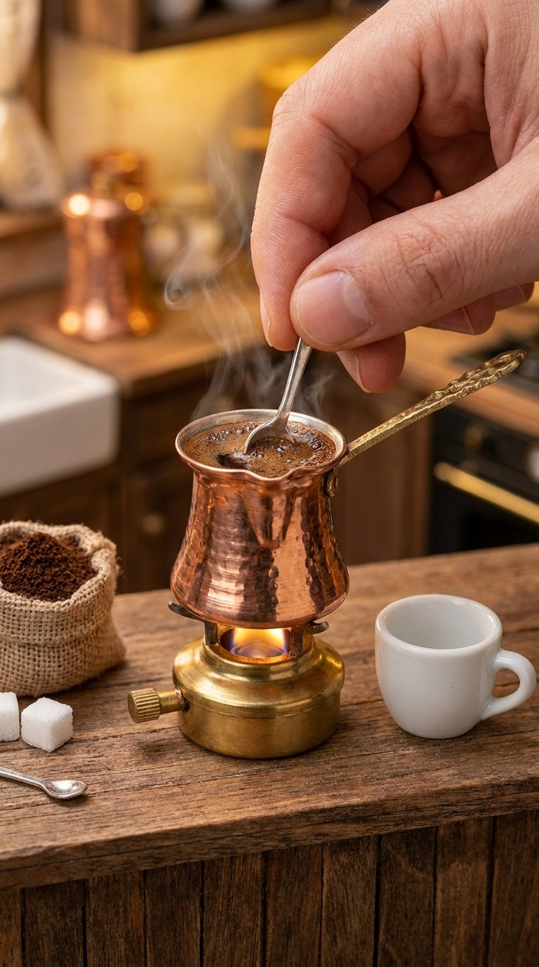 Mini Coffee Making AI video prompt