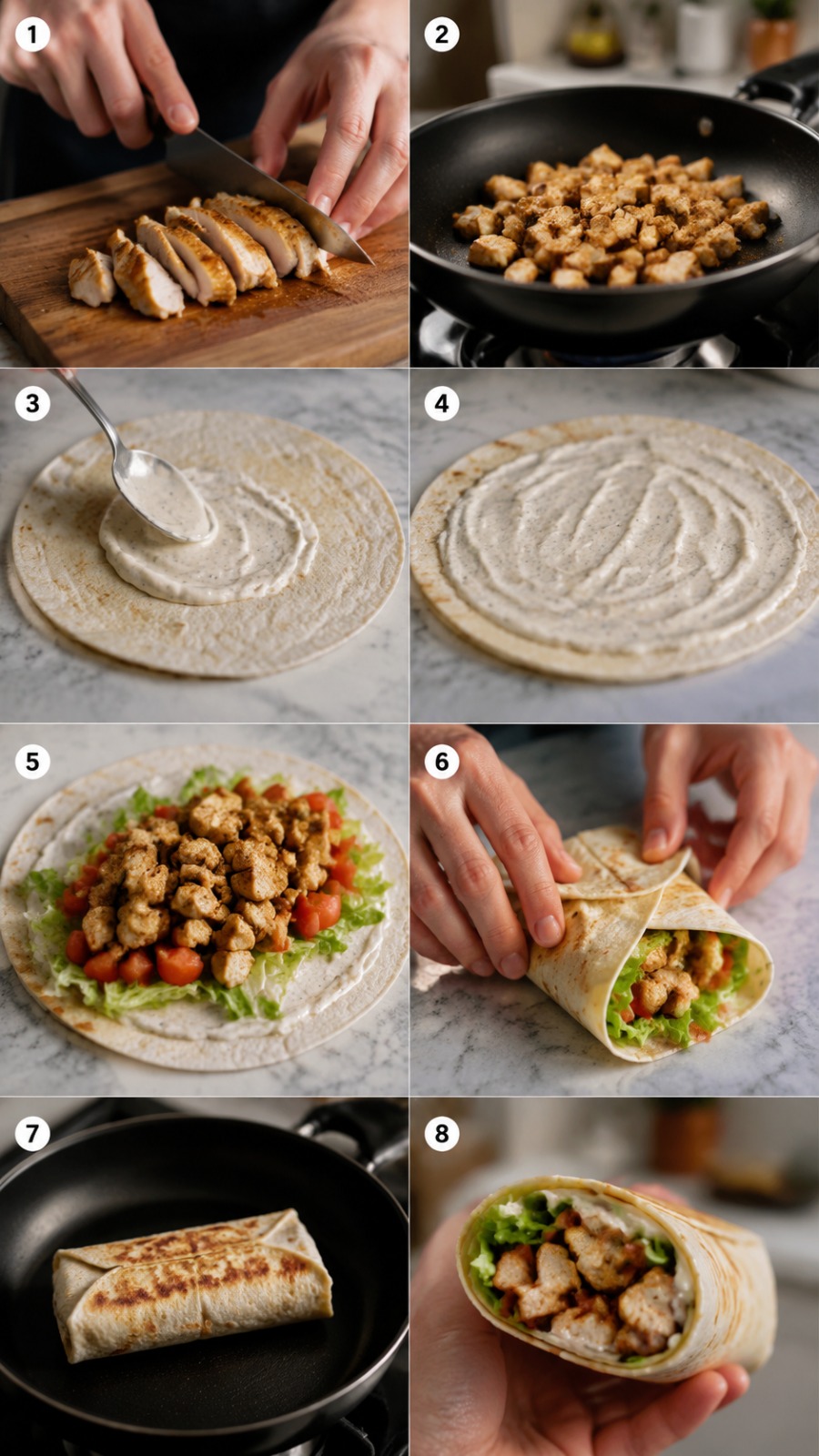 Mini Chicken Wrap Recipe AI video prompt