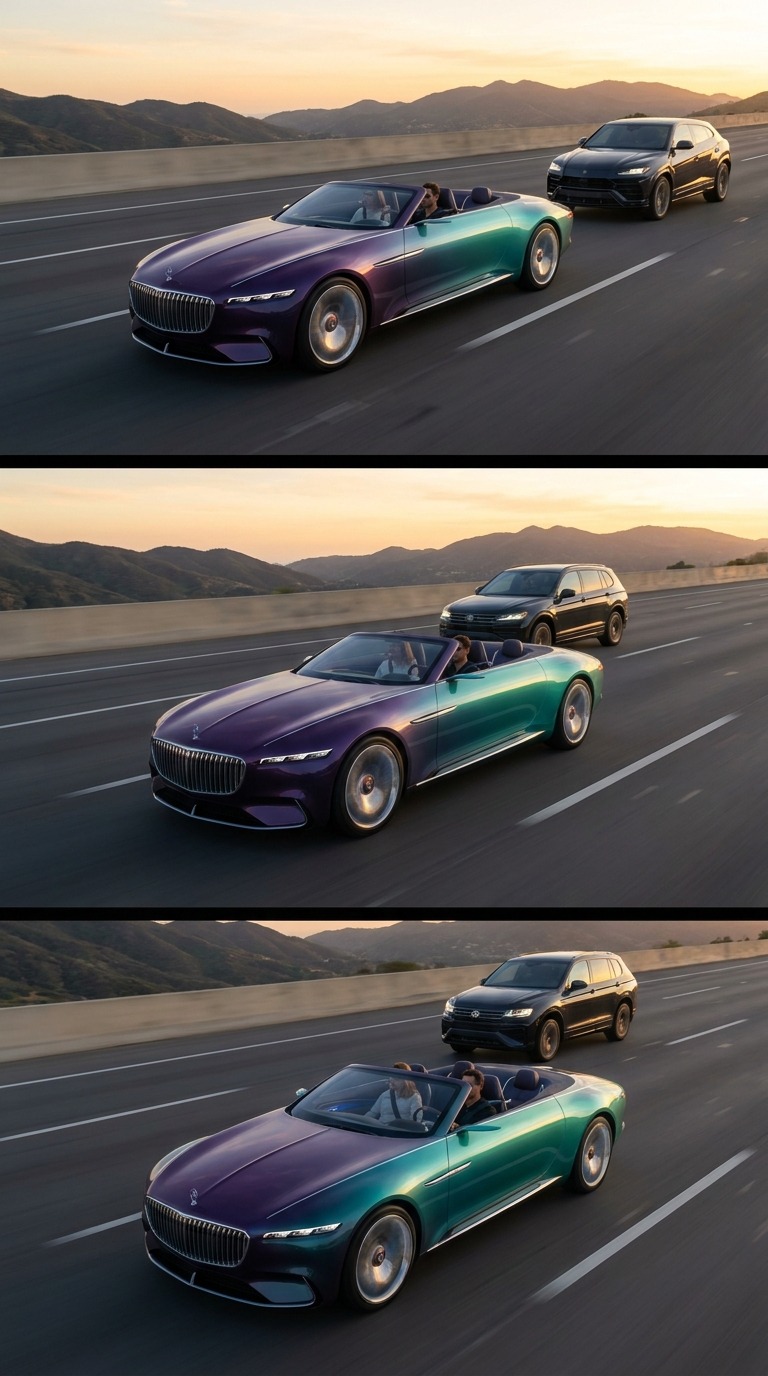Luxury Car Color Shift AI video prompt