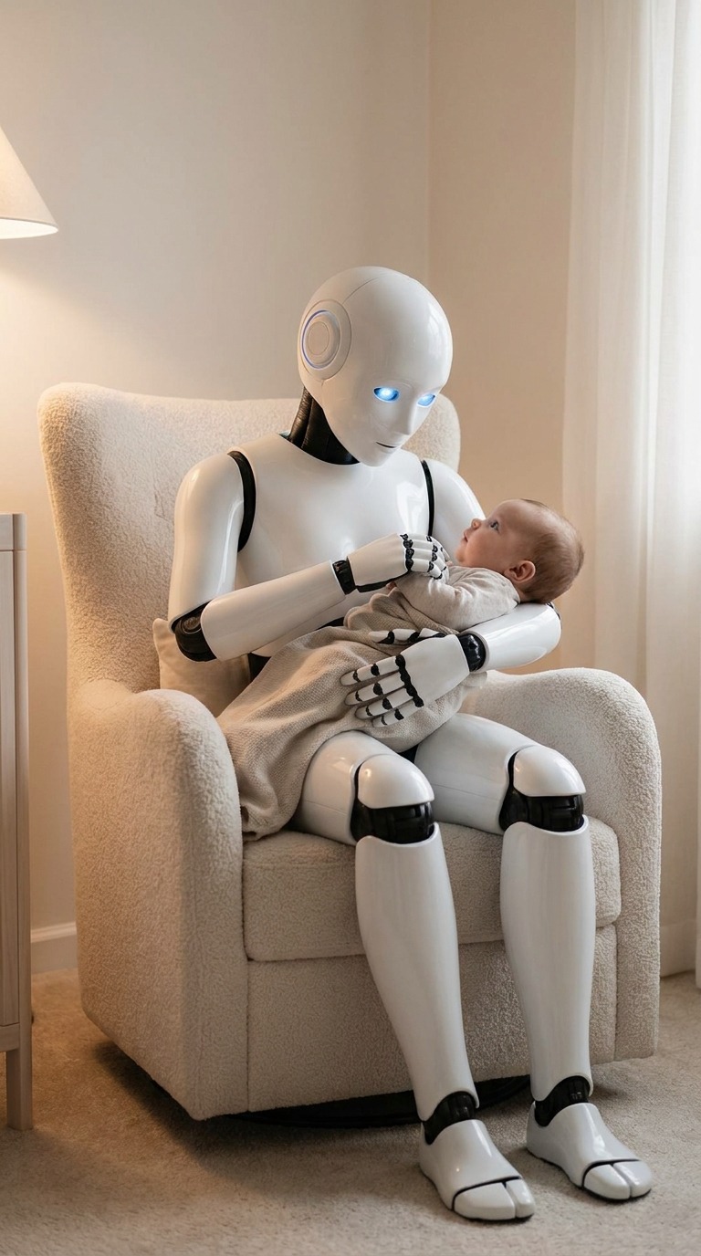Robot Baby Care AI video prompt