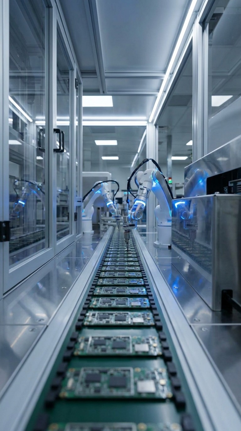 Smartphone Factory Process AI video prompt