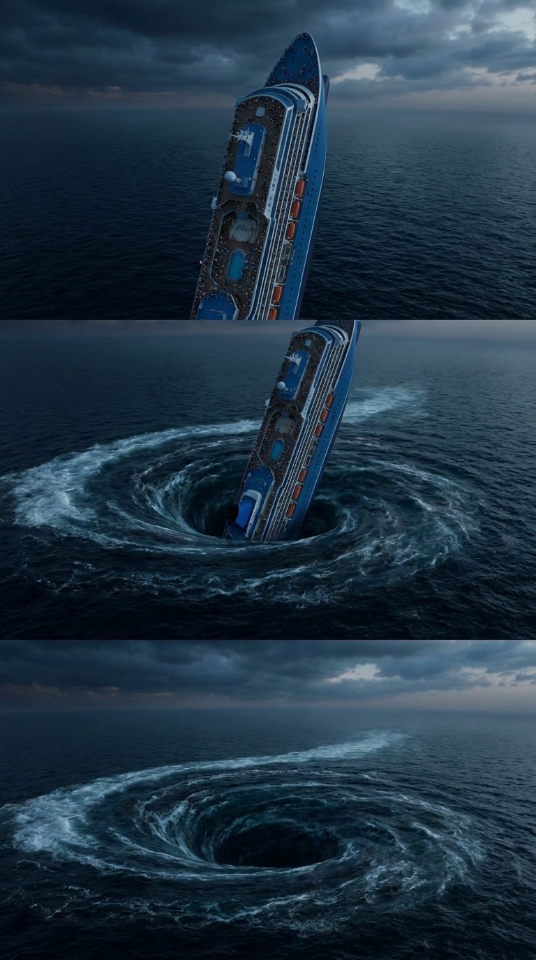 Ship Sinks in Whirlpool AI video prompt