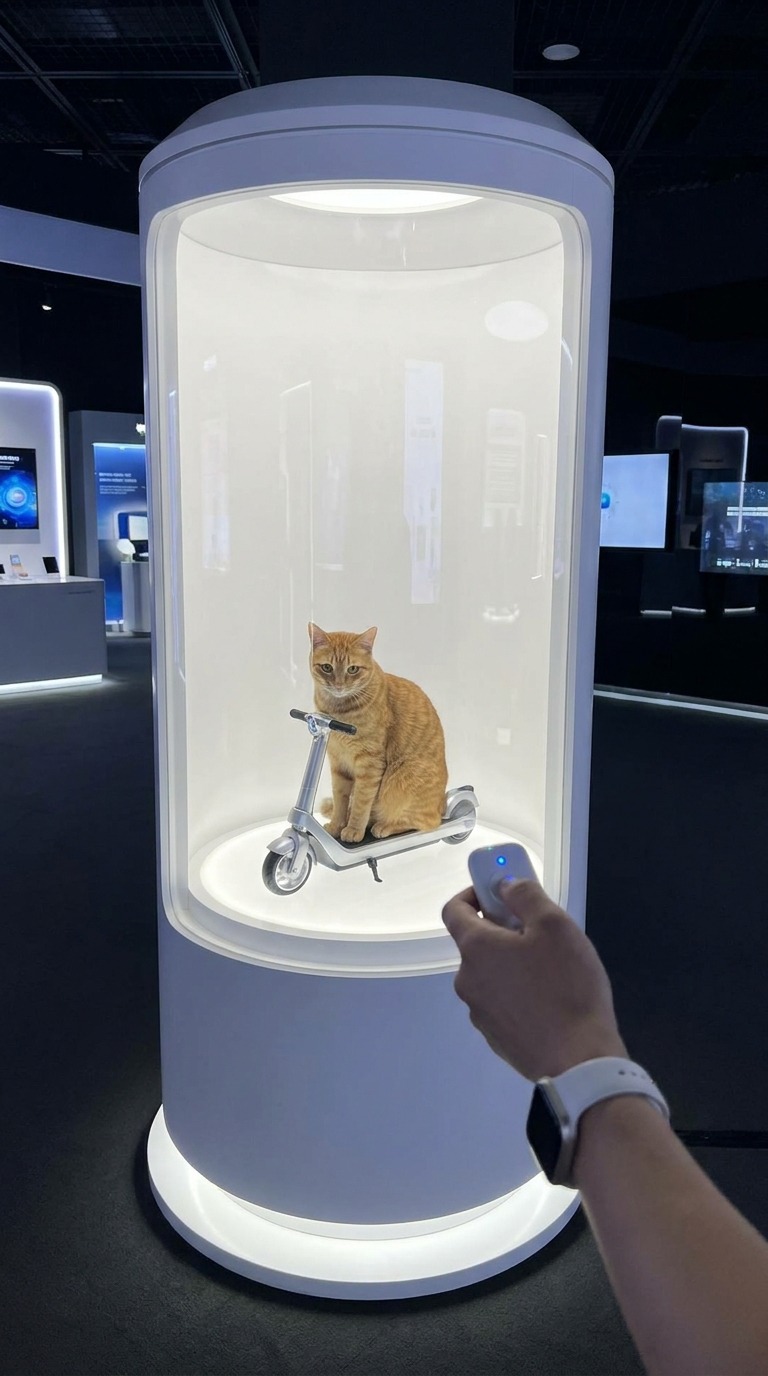 Cat Charging Station Surprise AI video prompt