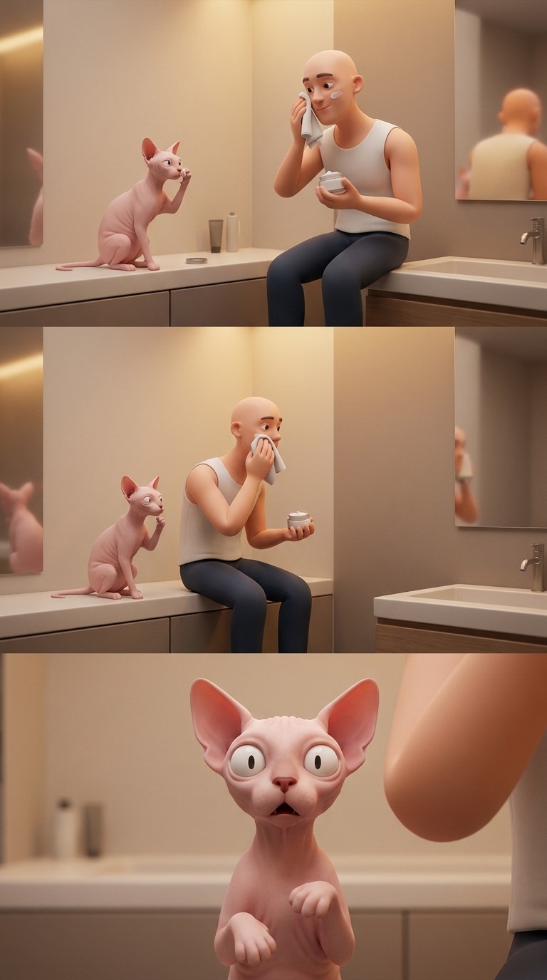 AI Video Prompt: Cat Skincare Routine