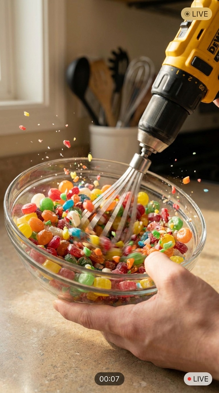 Drill Candy Mixer AI video prompt