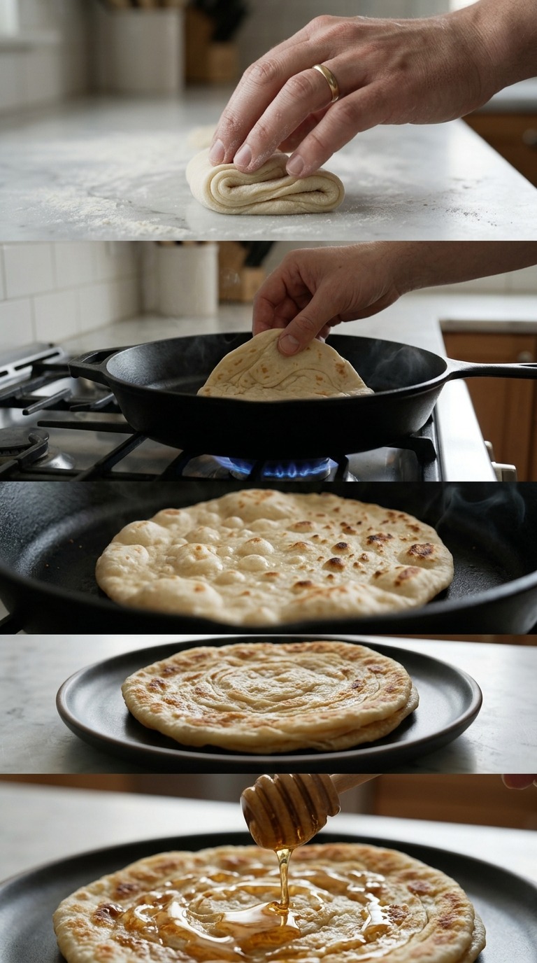 Ultra Realistic Handmade Stuffed Flatbread Cooking Process with Macro Kitchen ASMR AI video prompt