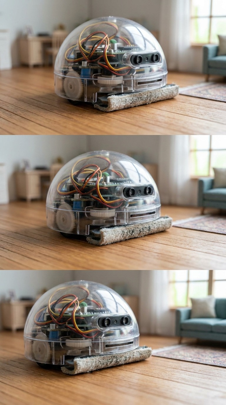 Mini Smart Cleaning Bot AI video prompt