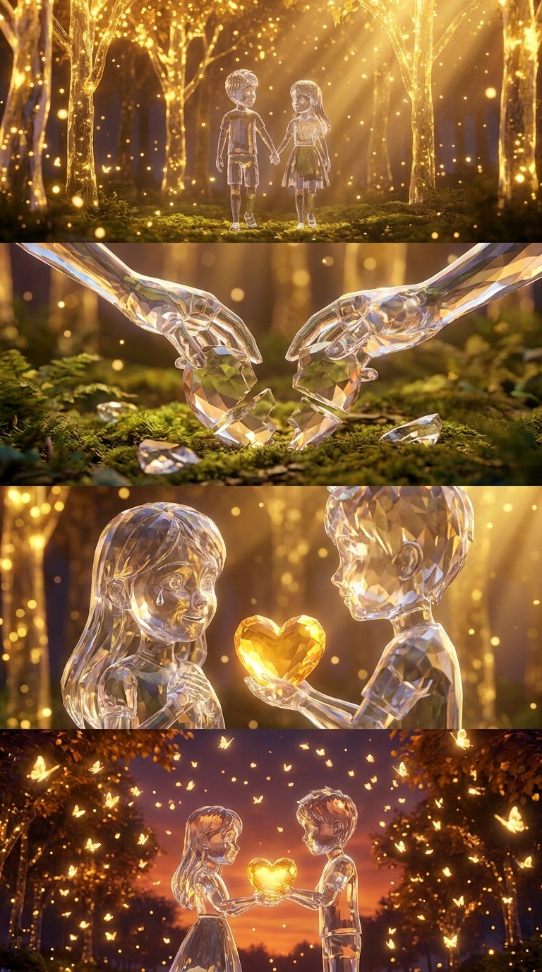 Crystal Couple Heals Heart AI video prompt