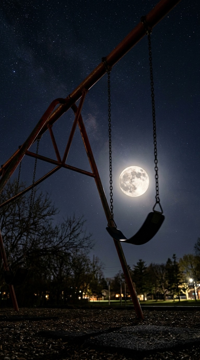 Moonlight Swing Silhouette AI video prompt