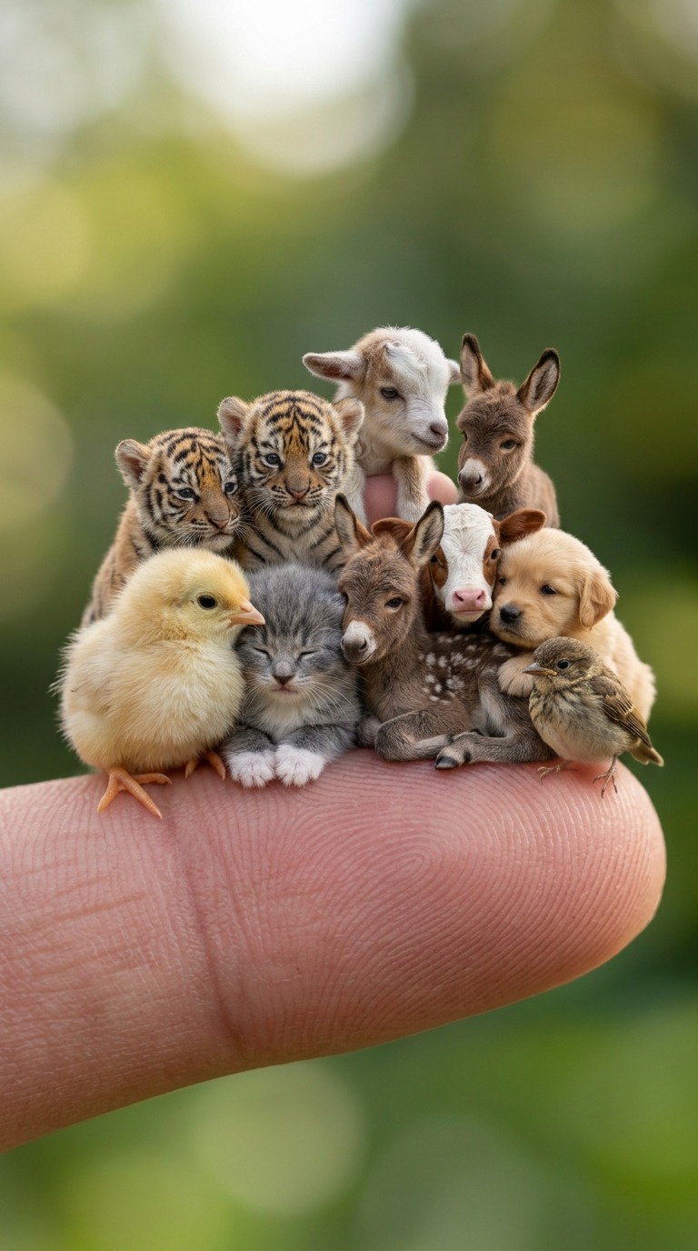 Tiny Animal Finger World AI video prompt