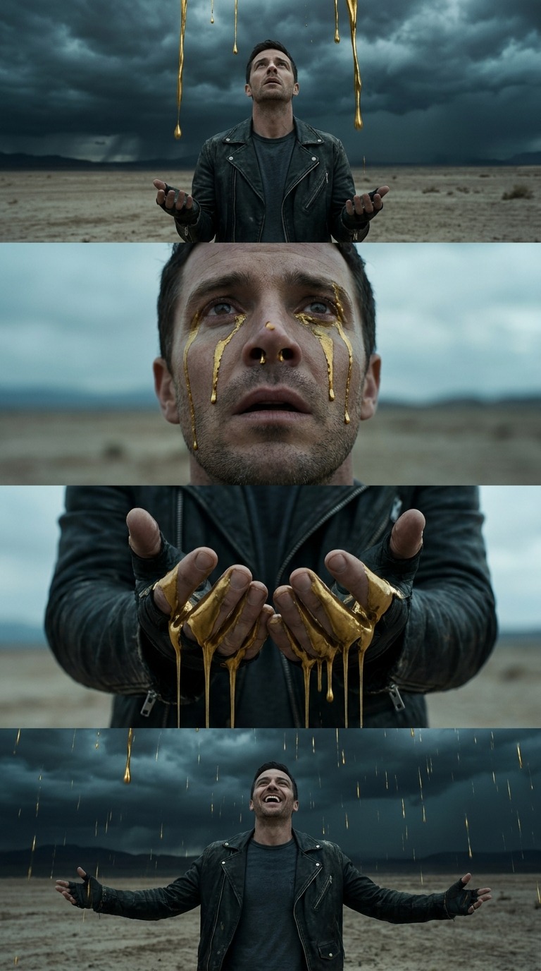 Golden Rain Man AI video prompt