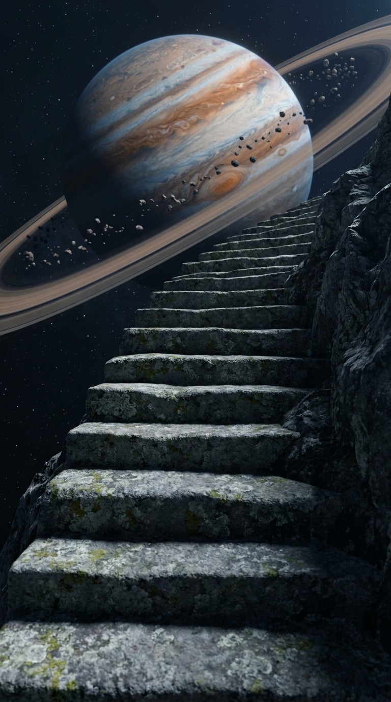 Stairway to Space Planet AI video prompt