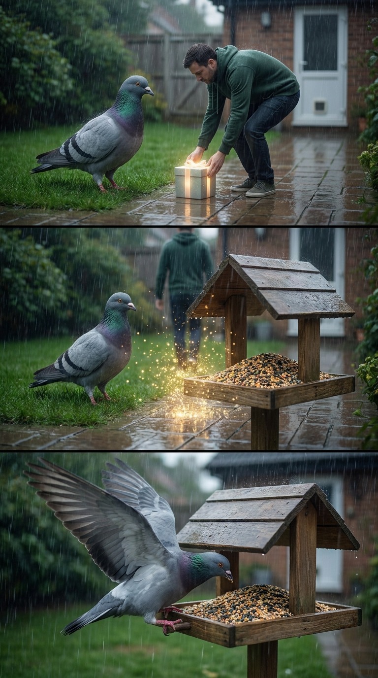 AI Video Prompt: Magical Pigeon Gift