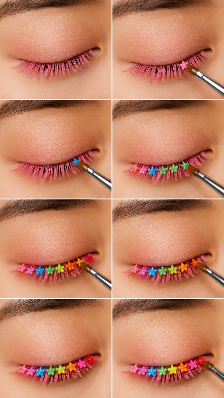 Colorful Mini Hair Clip Eyelash Transformation AI video prompt