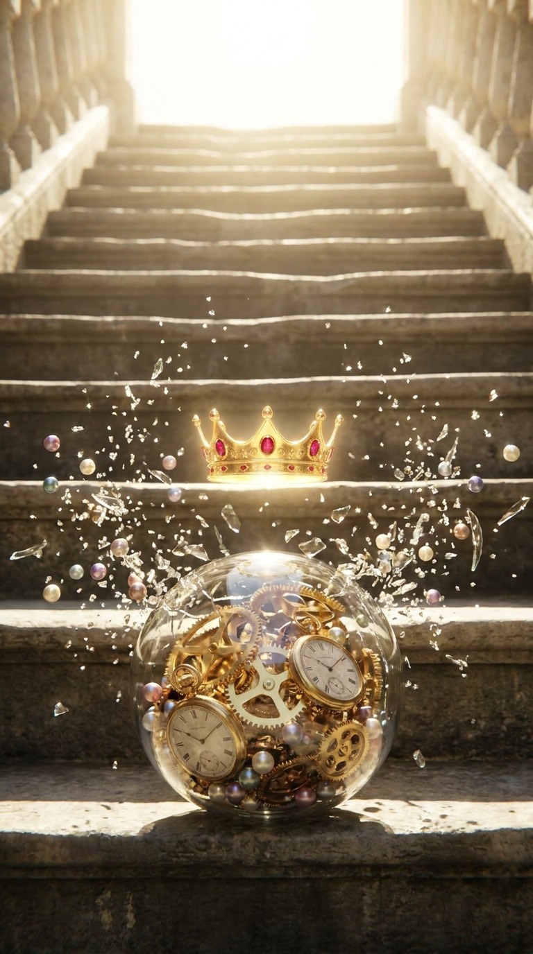 Shattering Sphere Crown Reveal AI video prompt