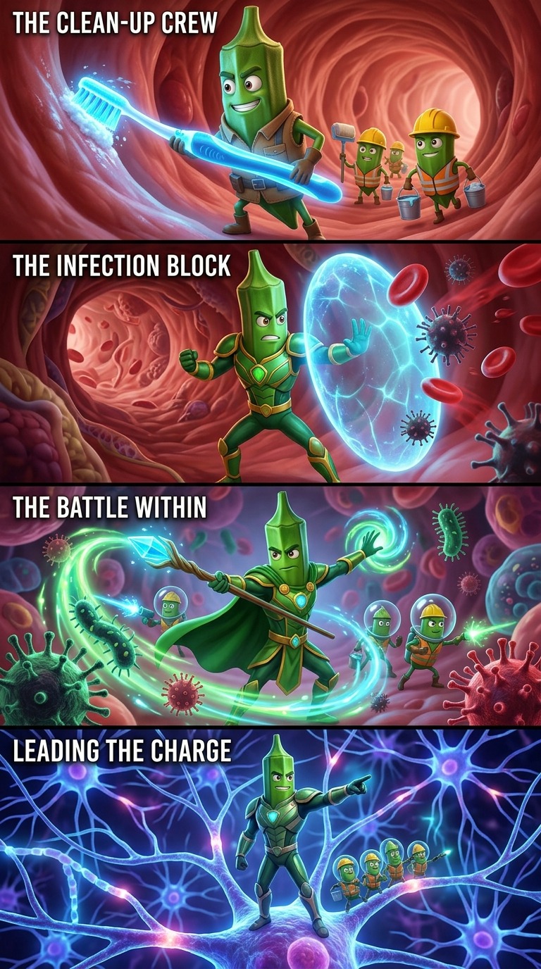 Microscopic Body Cleaning and Immune Defense Adventure AI video prompt