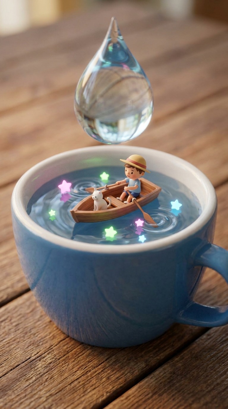 Magical Miniature Boat Ride AI video prompt