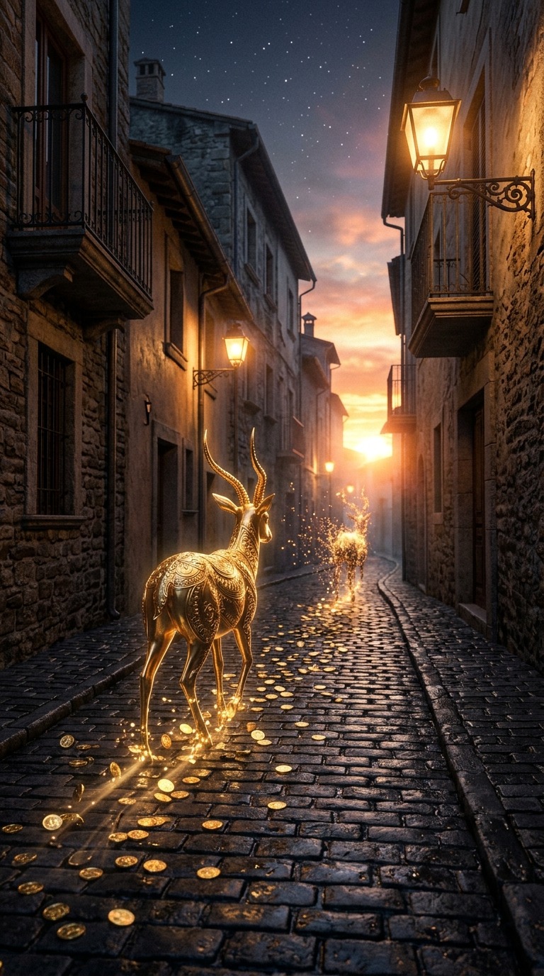 Golden Antelope Magic Walk AI video prompt