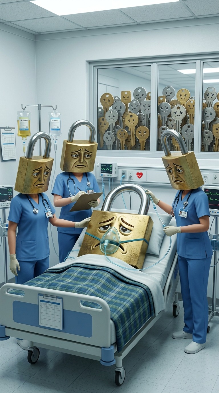 Sad Lock Hospital Scene AI video prompt