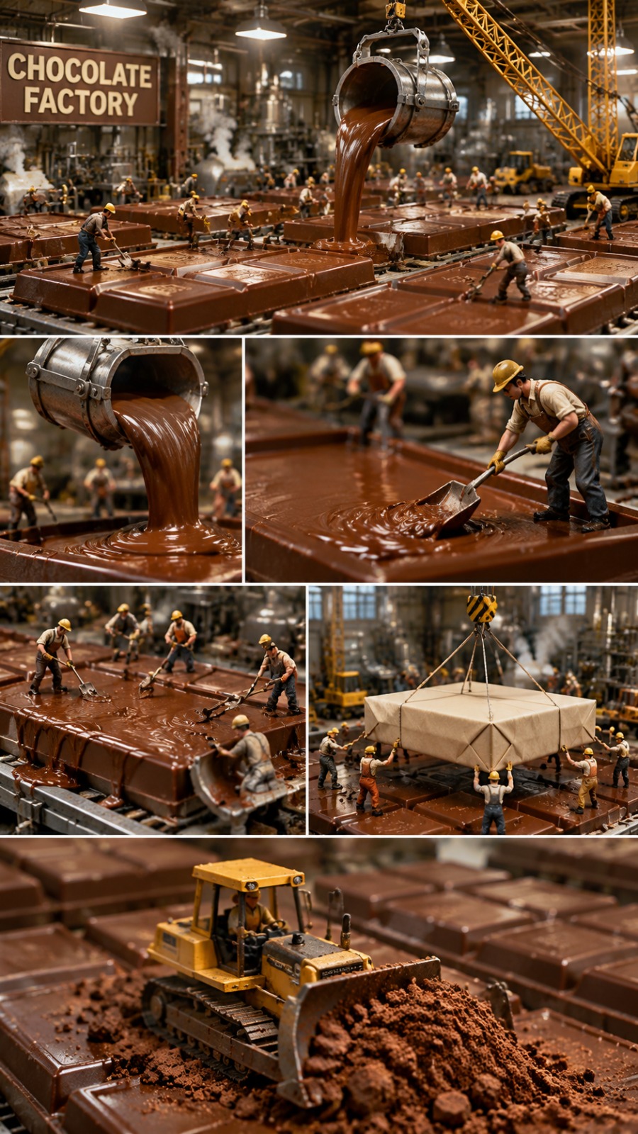 AI Video Prompt: Tiny Chocolate Factory