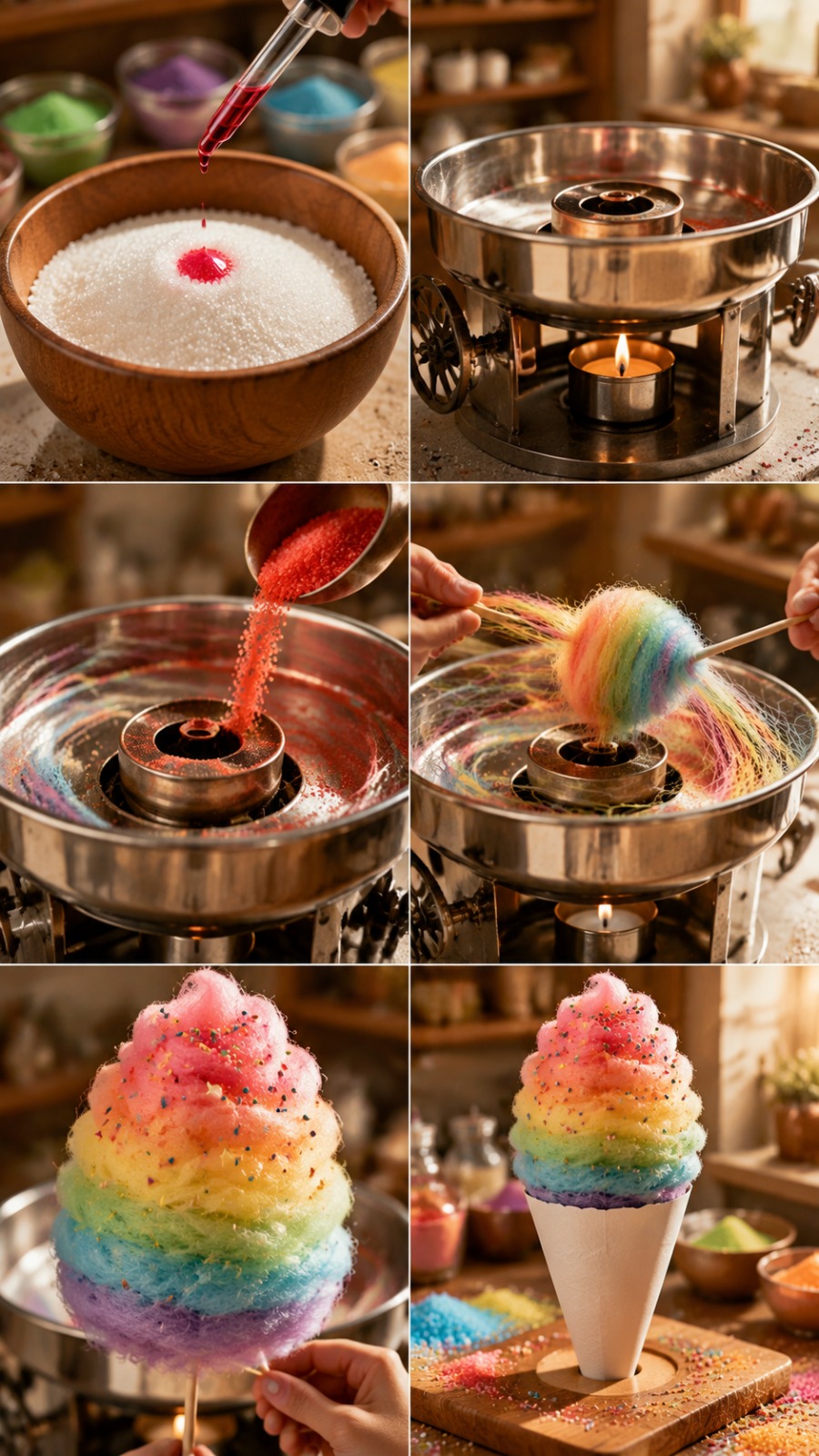 Rainbow Cotton Candy Cone AI video prompt