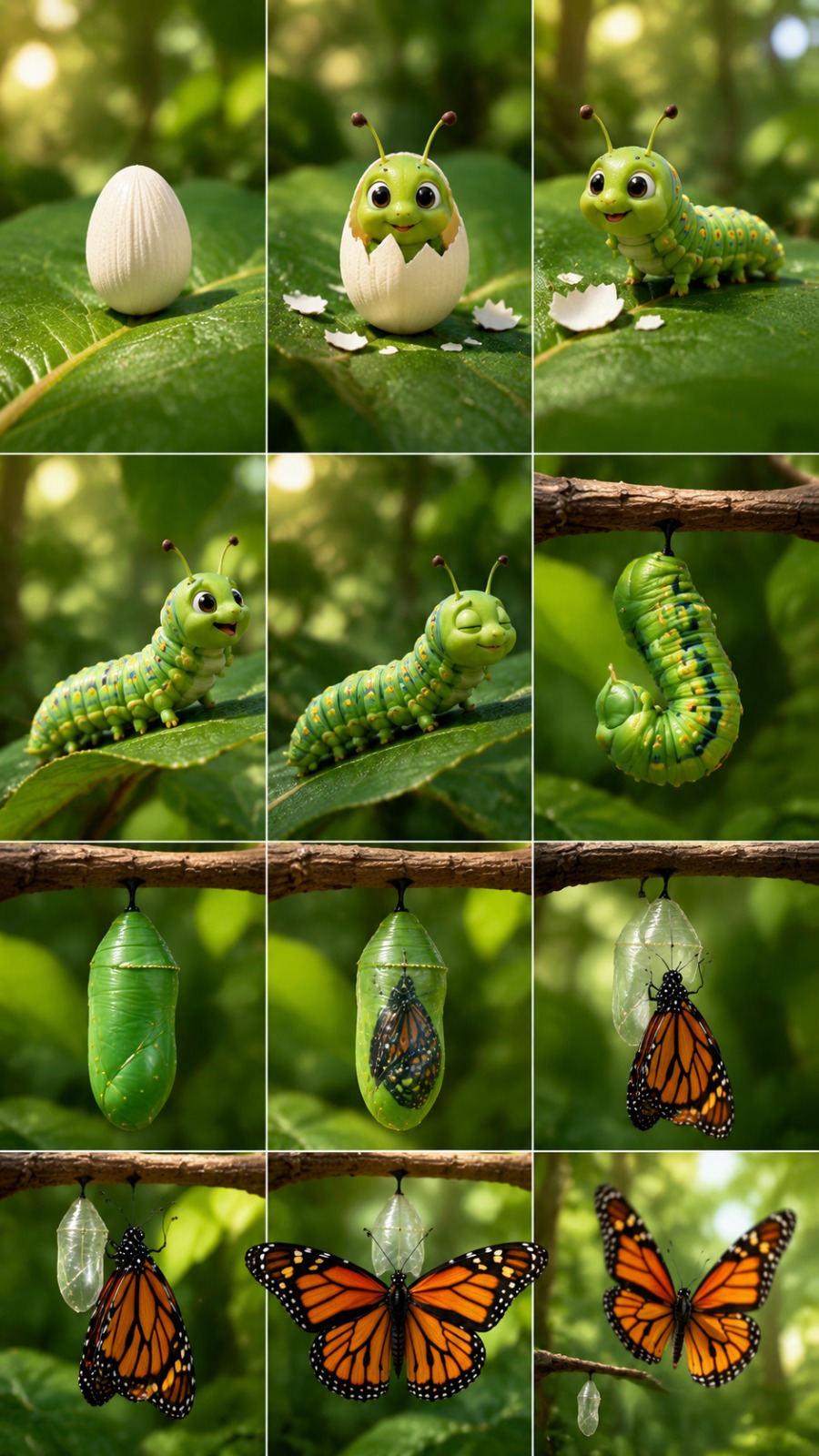 Egg to Butterfly Transformation AI video prompt