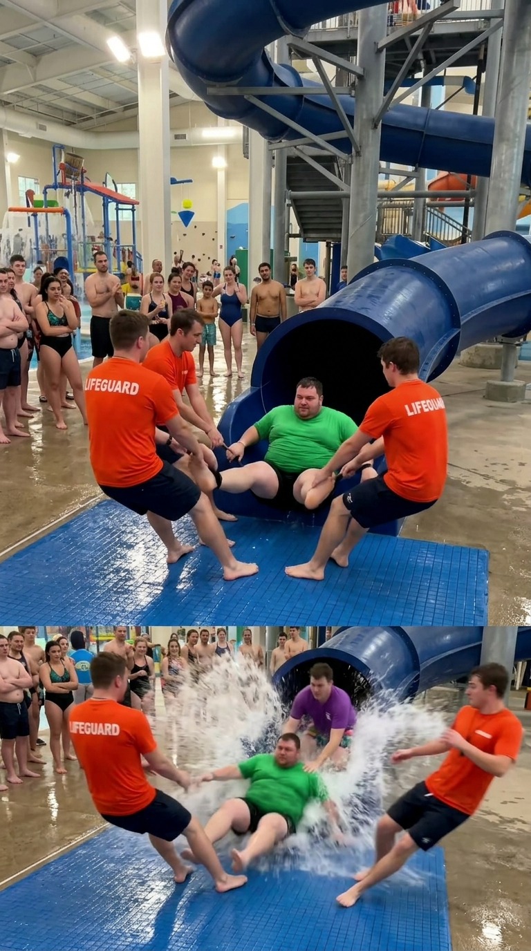 Stuck in Water Slide Rescue AI video prompt