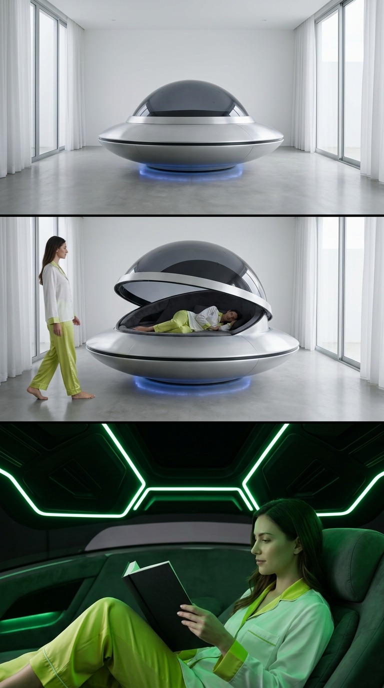 AI Video Prompt: UFO Pod Bed Experience