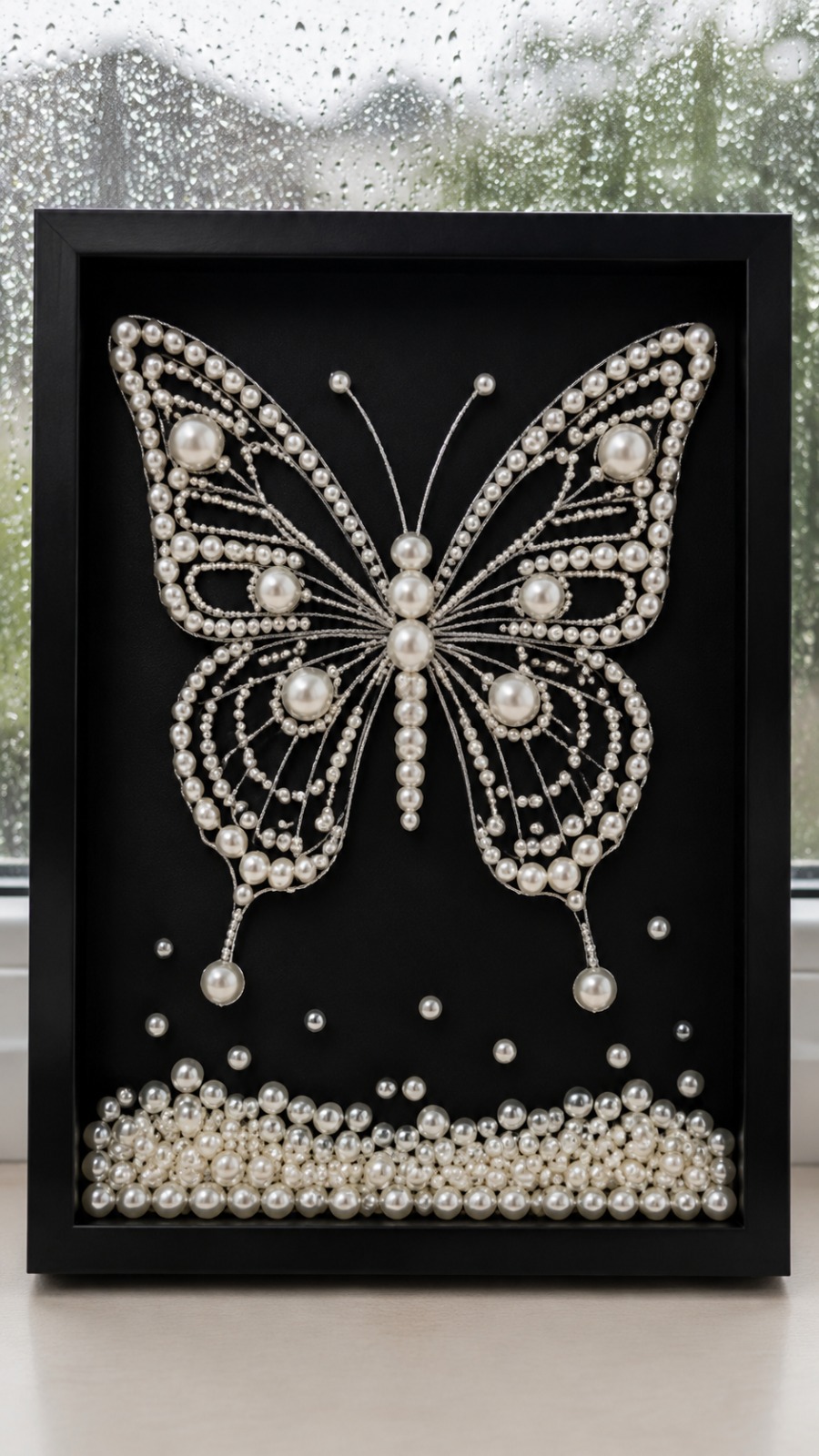 Luxury Pearl Butterfly Wall Art Creation AI video prompt