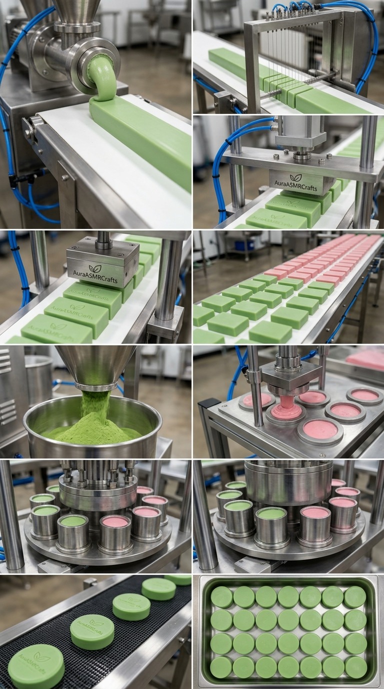 Soap Factory Production Line AI video prompt