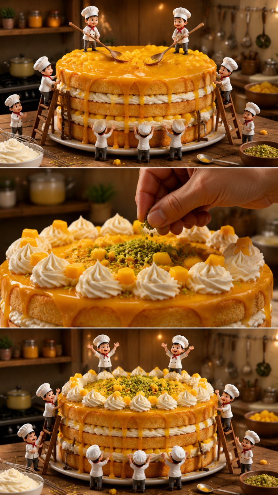 Tiny Chefs Mango Cake AI video prompt