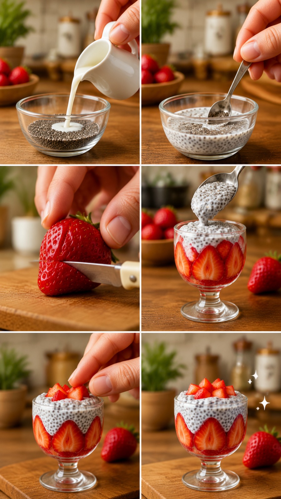 Mini Strawberry Chia Parfait AI video prompt