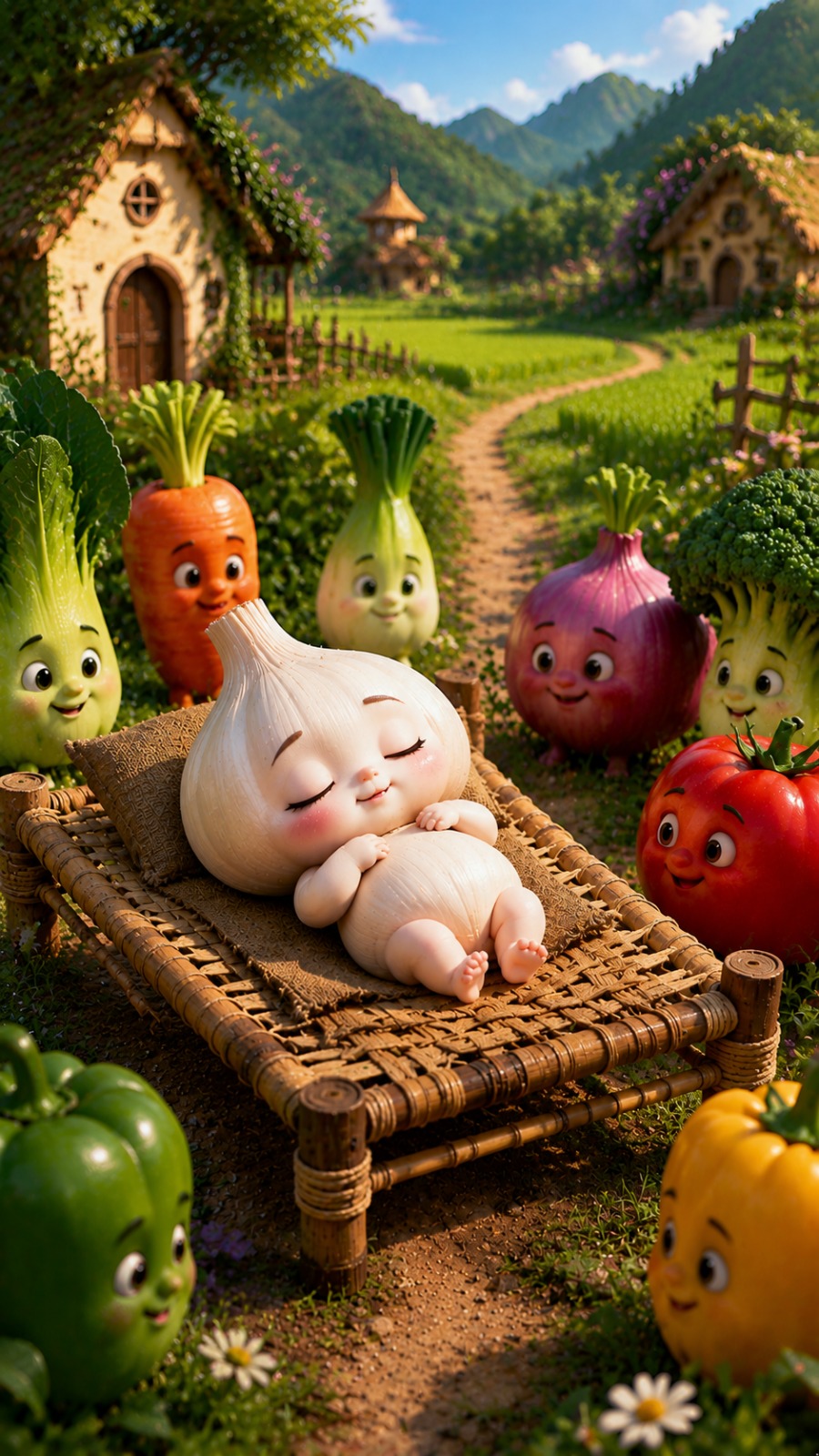 Garlic Baby Fantasy Farm AI video prompt