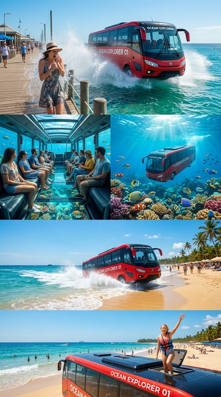 Amphibious Submersible Bus AI video prompt