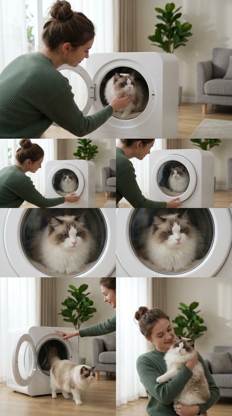 Cat Dryer Moment AI video prompt
