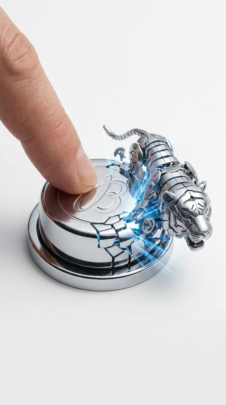 Robot Tiger Transformation AI video prompt