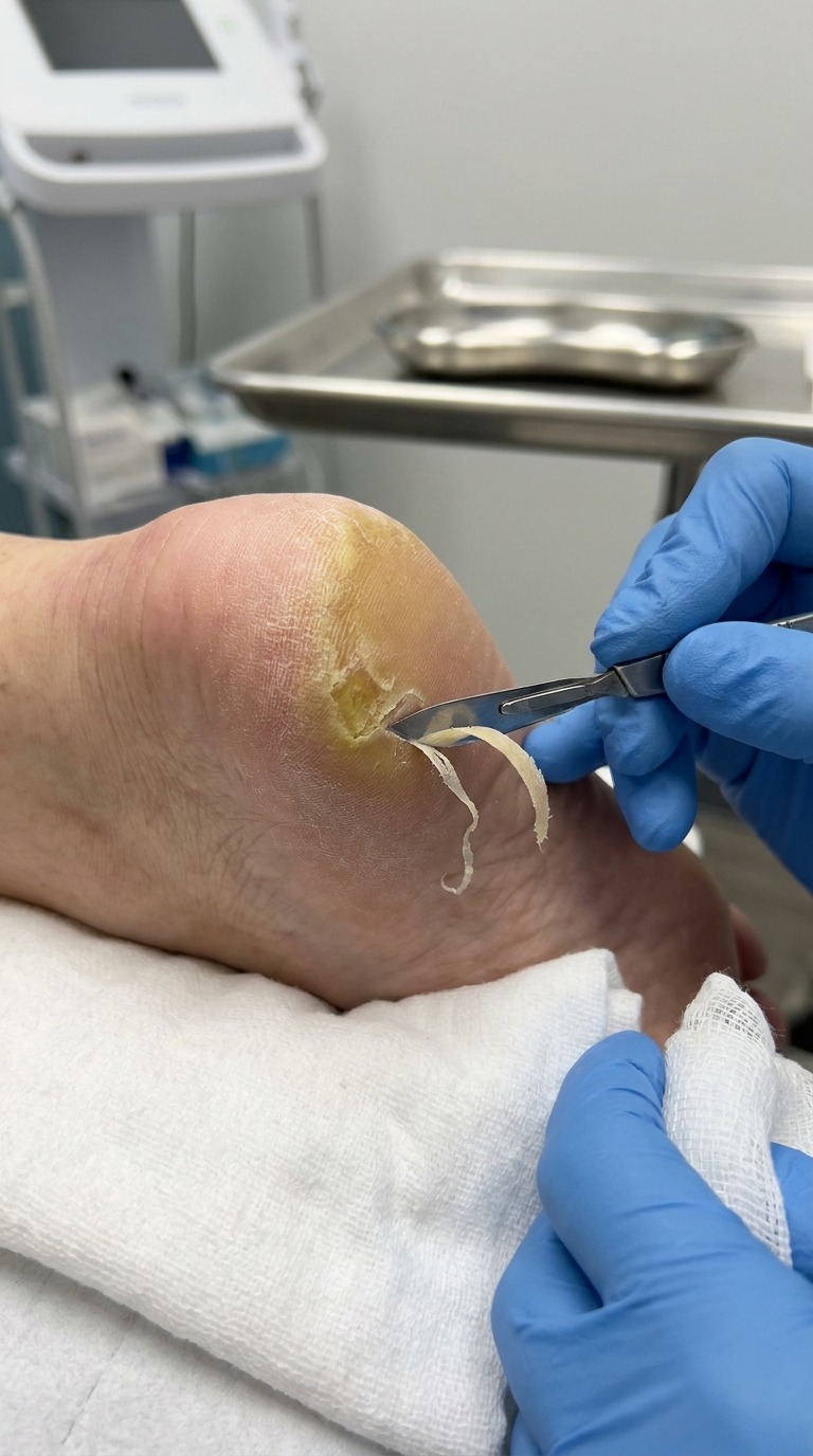 Podiatry Callus Removal Procedure AI video prompt