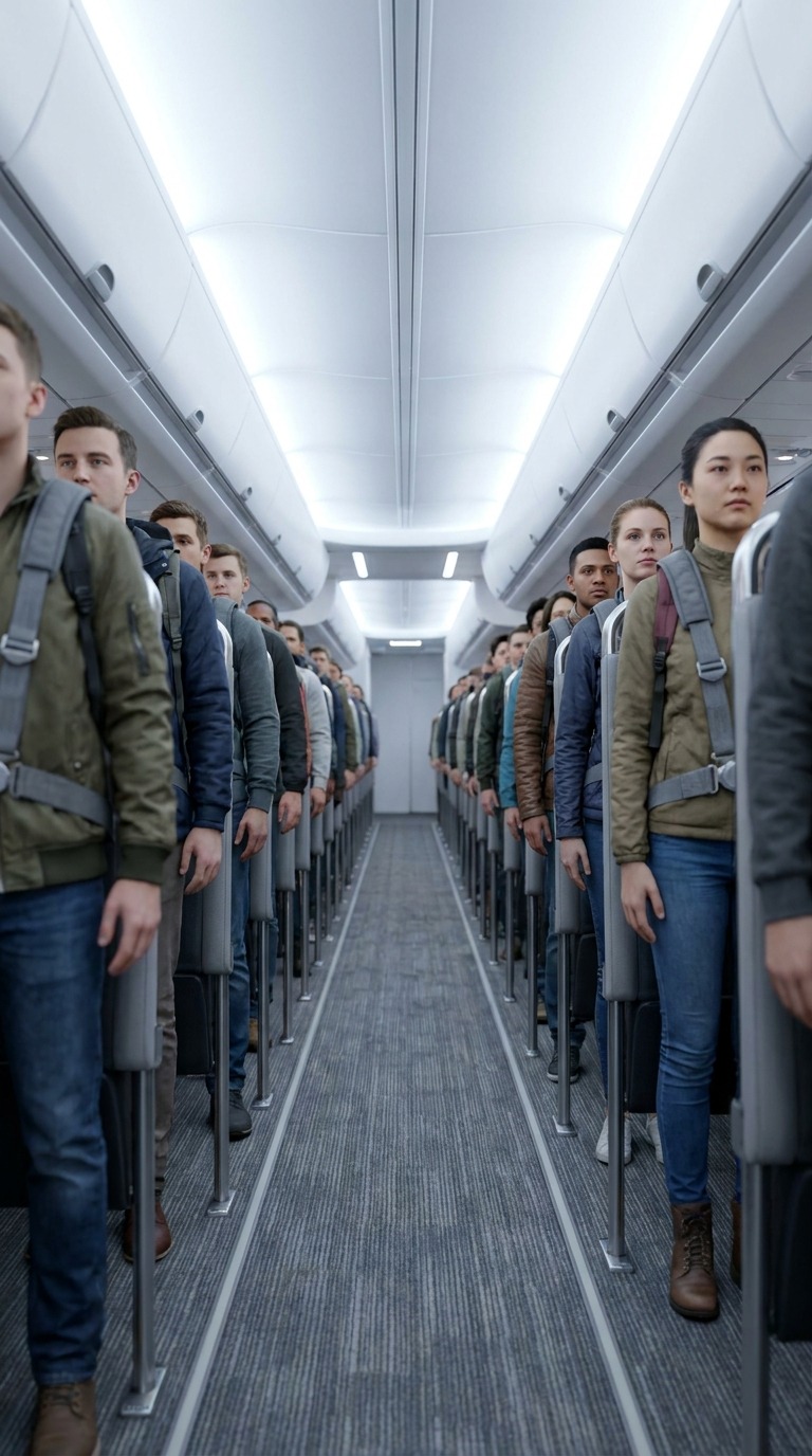 Airplane Standing Seats Concept AI video prompt