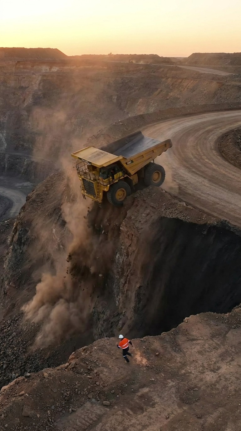 Truck Falls into Pit AI video prompt