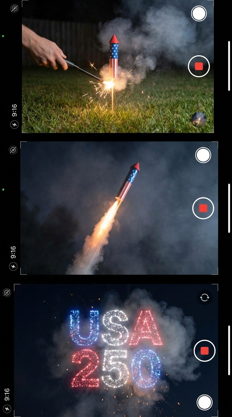 USA 250 Firework Launch AI video prompt