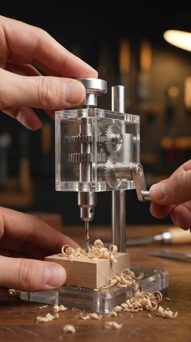 Miniature Gear Drill Press AI video prompt