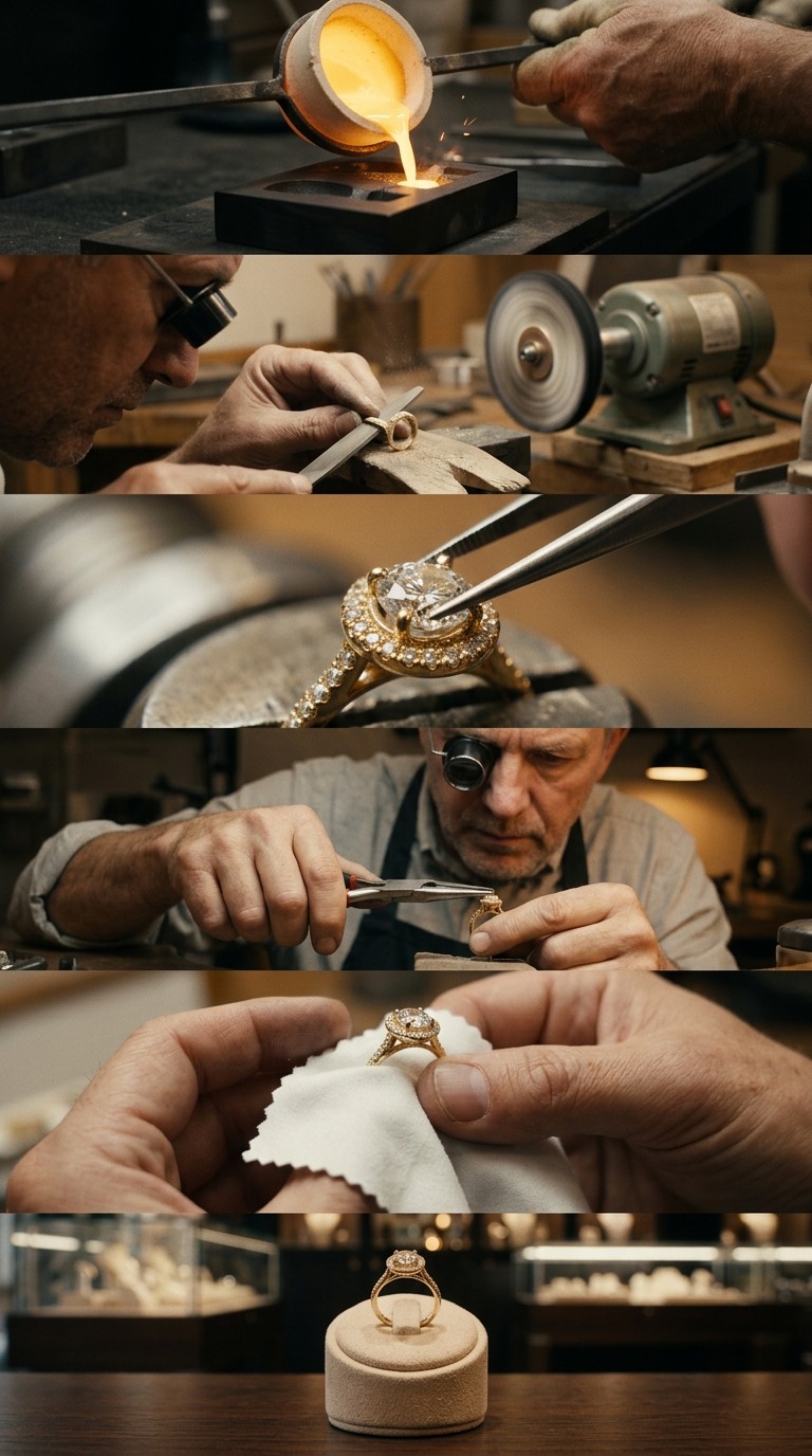 AI Video Prompt: Diamond Ring Making Process
