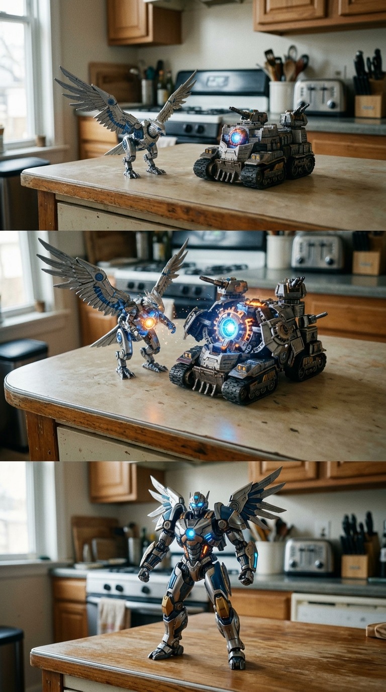 Toy Fusion Robot Transformation AI video prompt