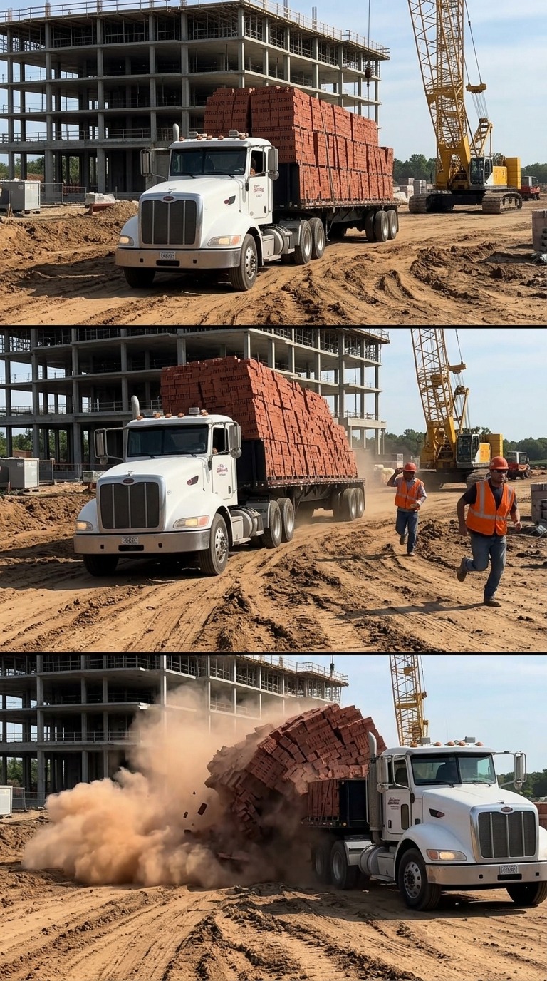 AI Video Prompt: Truck Brick Load Collapse